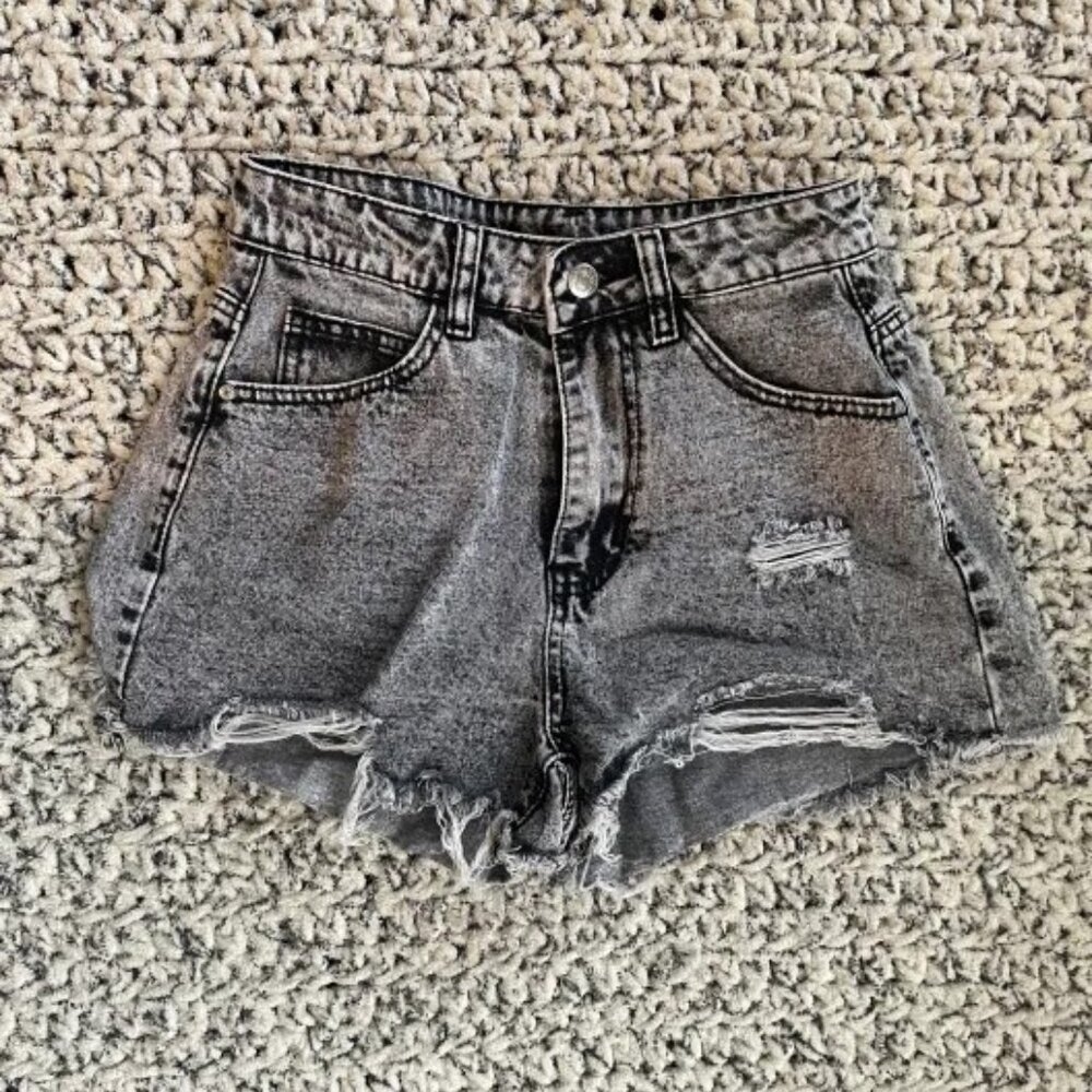 Size 26 Acid Wash Distressed Denim Shorts